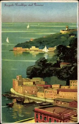 Künstler Ak Posillipo Napoli Neapel Campania, Küstenansicht