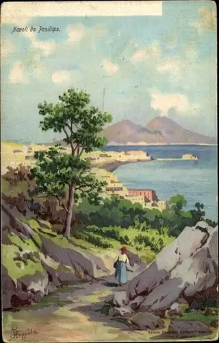 Künstler Ak Posillipo Napoli Neapel Campania, Blick zur Küste
