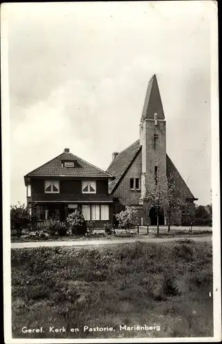 Ak Mariënberg Marienberg Overijssel Niederlande, Geref. Kerk en Pastorie