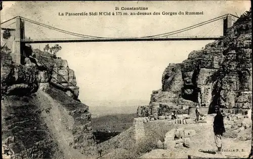 Ak Constantine Algerien, La Passerelle Sidi M'Cid a 175m an-dessus des Gorges du Rummel
