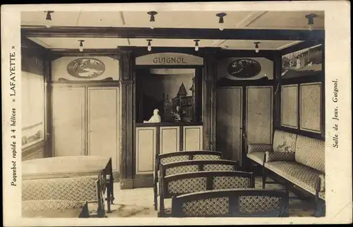 Ak Dampfer, Paquebot Lafayette, Salle de Jeux, Guignol, CGT French Line