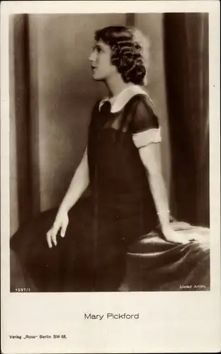 Ak Schauspielerin Mary Pickford, Seitenportrait, Ross Verlag 1537/1