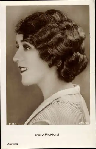 Ak Schauspielerin Mary Pickford, Seitenportrait, Ross Verlag 3480/1