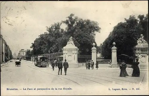 Ak Bruxelles Brüssel, Le Parc et perspective de la rue Royale