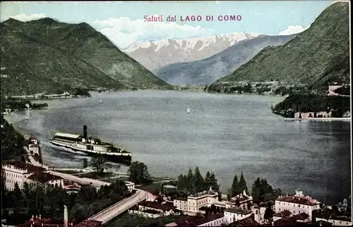 Ak Lago di Como Lombardia, Teilansicht, Wasser, Berge