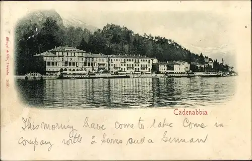 Ak Cadenabbia Lago di Como Lombardia Italien, Blick zum Hotel Bellevue