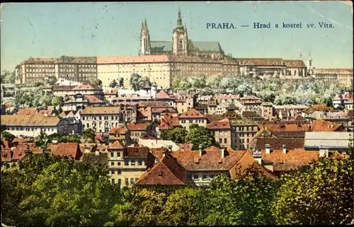 Ak Praha Prag Tschechien, Hrad a kostel sv. Vita