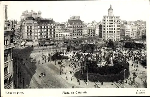 Ak Barcelona Katalonien Spanien, Plaza de Cataluna
