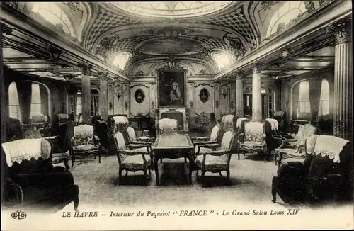 Ak Paquebot France, CGT, Grand Salon Louis XIV