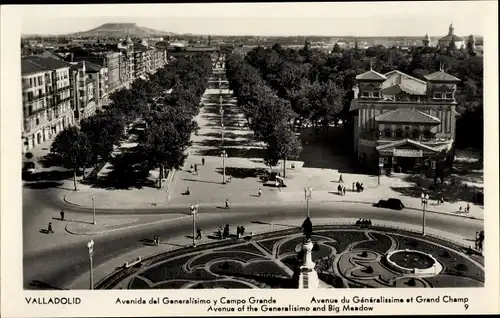 Ak Valladolid Kastilien und León Spanien, Avenida del Generalisimo y Campo Grande