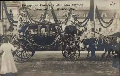 Ak Berlin Einzug der Prinzessin Viktoria, 1908, Kutsche