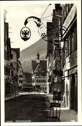 Ak Bad Urach in der Schwäbischen Alb, Wilhelmstraße, Restaurant-Schild