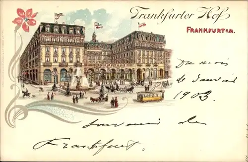 Litho Frankfurt am Main, Straßenbahn, Frankfurter Hof