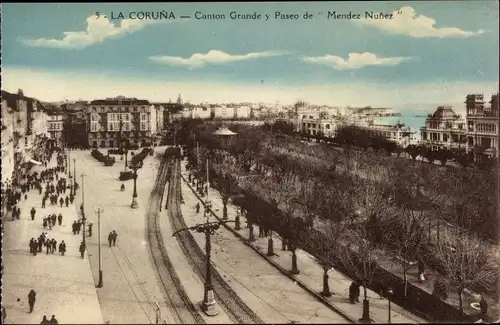 Ak La Coruña Galicien, Canton Grande y Paseo de Mendez Núñez