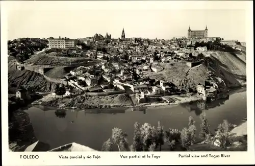 Ak Toledo Kastilien La Mancha Spanien, Vista parcial y rio Tajo