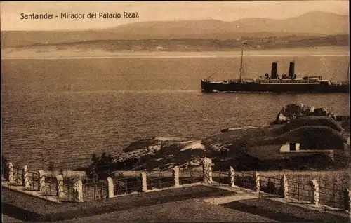 Ak Santander Kantabrien Spanien, Mirador del Palacio Real, Schiff
