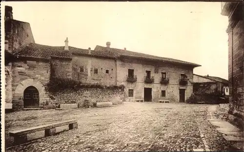 Ak Santillana del Mar Kantabrien, Parador de Gil Blas, Plaza de Isabel II.