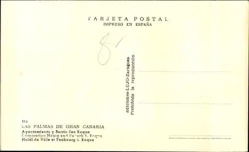 Ak Las Palmas de Gran Canaria Kanarische Inseln, Ayuntamiento y Barrio San Roque
