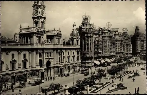 Ak Valencia Stadt Spanien, Plaza del Caudillo