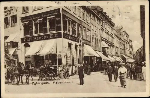 Ak København Kopenhagen Dänemark, Ostergade, Geschäfte, Passanten