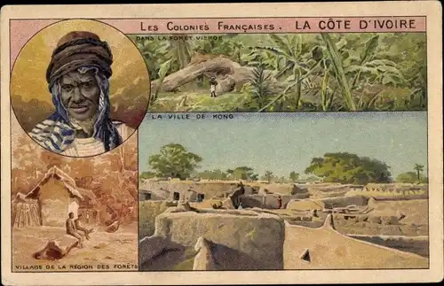 Litho Elfenbeinküste, Côte d'Ivoire, La Ville de Kong, Village de la Region des Forets