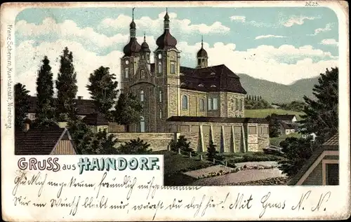 Litho Hejnice Haindorf Region Reichenberg, Wallfahrtskirche Maria Heimsuchung