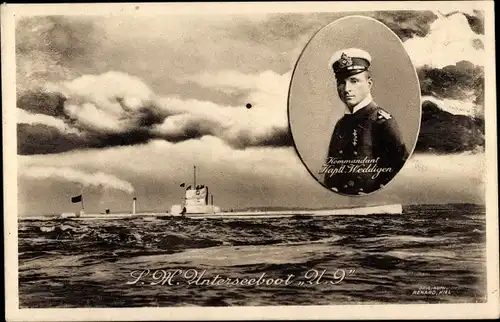 Ak Deutsches Kriegsschiff, U-Boot U9, Otto Weddigen, Kaiserliche Marine