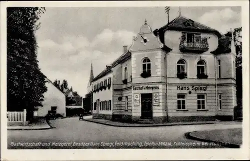Ak Feldmoching Hasenbergl München Bayern, Gastwirtschaft und Metzgerei