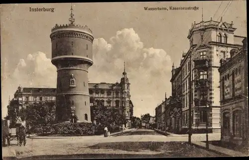 Ak Tschernjachowsk Insterburg Ostpreußen, Wasserturm, Kasernenstraße, Tapetenhandlung