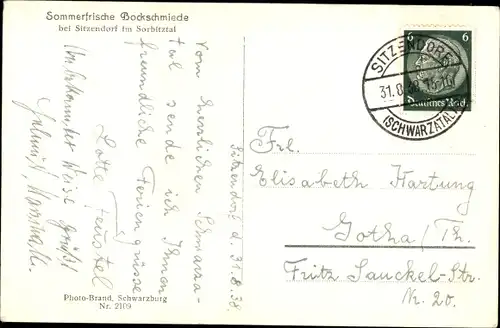 Ak Sitzendorf in Thüringen, Sommerfrische Bockschmiede