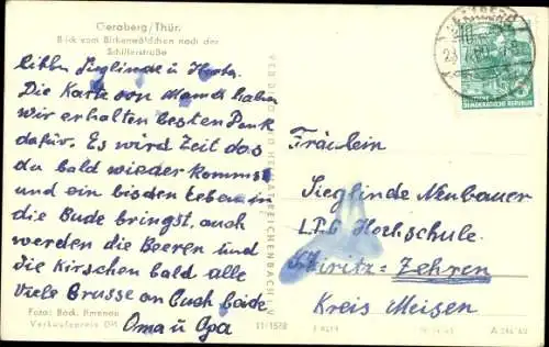 Ak Geraberg in Thüringen, Blick vom Birkenwäldchen n. d. Schillerstraße