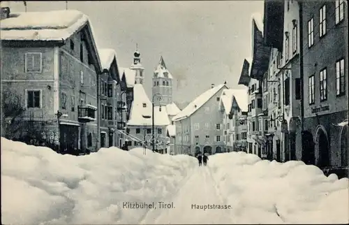 Ak Kitzbühel in Tirol, Hauptstraße im Winter