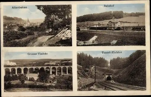 Ak Altenbeken in Westfalen, Bahnhof, Großer Viadukt, Tunnel Einfahrt