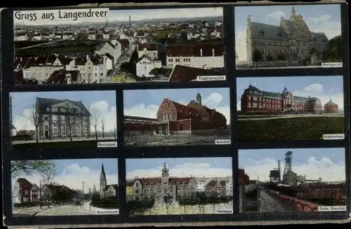 Ak Langendreer Bochum im Ruhrgebiet, Bahnhof, Krankenhaus, Zeche, Kaiserstraße, Amtsgericht