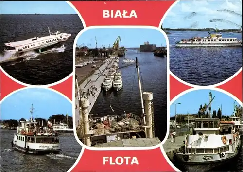 Ak Biala Flota, Weiße Flotte, Dampfer, Statki wycieczkowe Zeglugi Szczecinskiej
