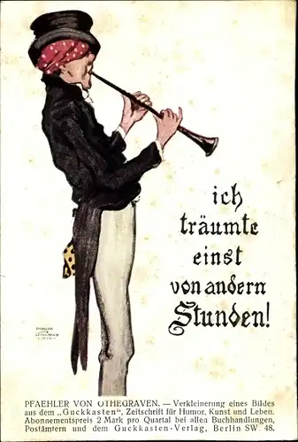 Künstler Ak Othegraven, P. v., Ich träumte einst von anderen Stunden, Mann Flöte spielend