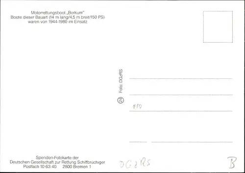 Ak Motorrettungsboot Borkum, 1944-1980 im Einsatz, DGzRS
