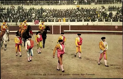 Ak Corrida de Toros, El paseo, Entree des Toreros