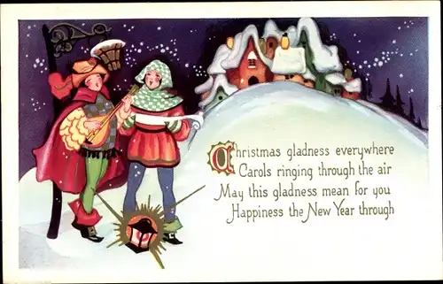 Ak Glückwunsch Weihnachten und Neujahr, Singende Kinder, Handlaterne