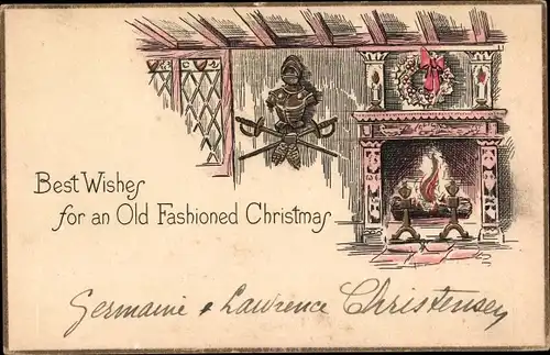 Litho Glückwunsch Weihnachten, Best Wishes for an Old Fashioned Christmas