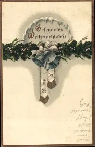 Ak Glückwunsch Weihnachten, Tannenzweige, Glocken