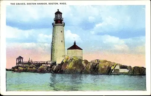 Ak Boston Massachusetts USA, The Graves, Boston Harbor, Lighthouse