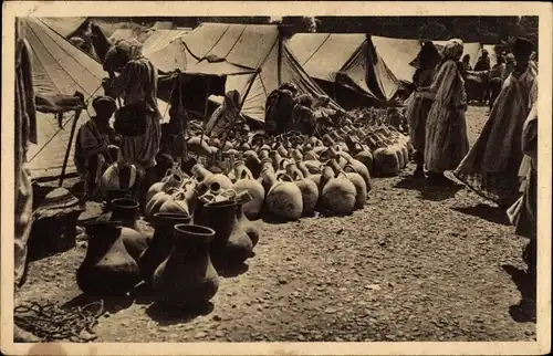 Ak Scenes, Marchands de Potterie, Potters, Markt, Händler, Töpfe