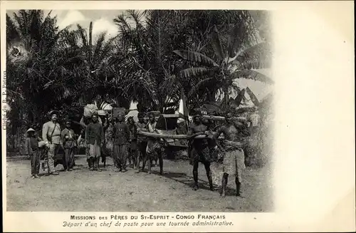 Ak Französisch Kongo, Mission, Depart d'un chef de poste pour une tournee administrative