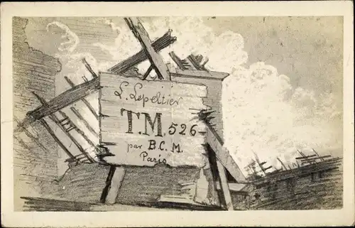 Ak L. Lepeltier T.M. 526 par B.C.M. Paris, Kriegszerstörungen, I WK