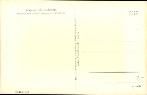 Ak Leipzig, Marienkirche, Altarbild v. Michael Wolgemut