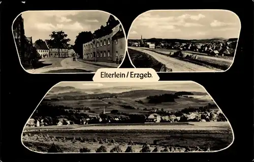 Ak Elterlein im Erzgebirge, Gesamtansicht, Straßenpartie