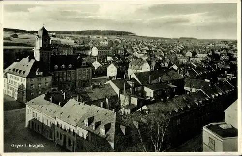 Ak Geyer im Erzgebirge, Gesamtansicht der Stadt mit Rathaus