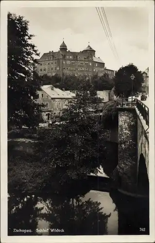 Ak Zschopau im Erzgebirge Sachsen, Schloss Wildeck, Brücke