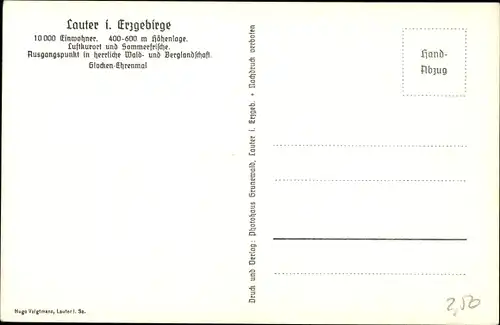 Ak Lauter Erzgebirge Sachsen, Glockenehrenmal erbaut 1928